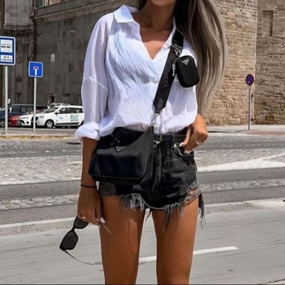 Black  jean shorts